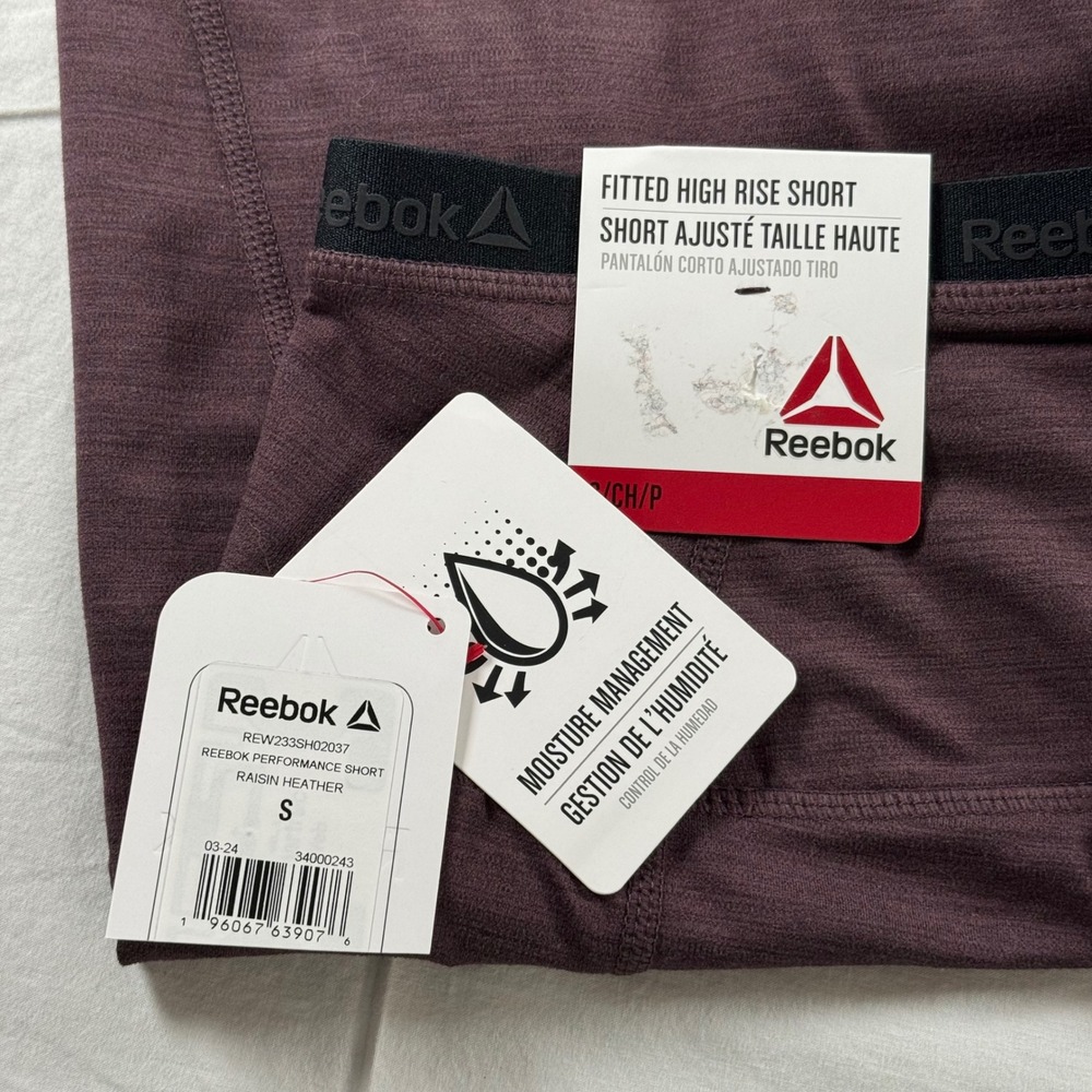 NWT Reebok Women's Size‎ S Raisin Heather Fitted High Rise Performance Short - Picture 6 of 11